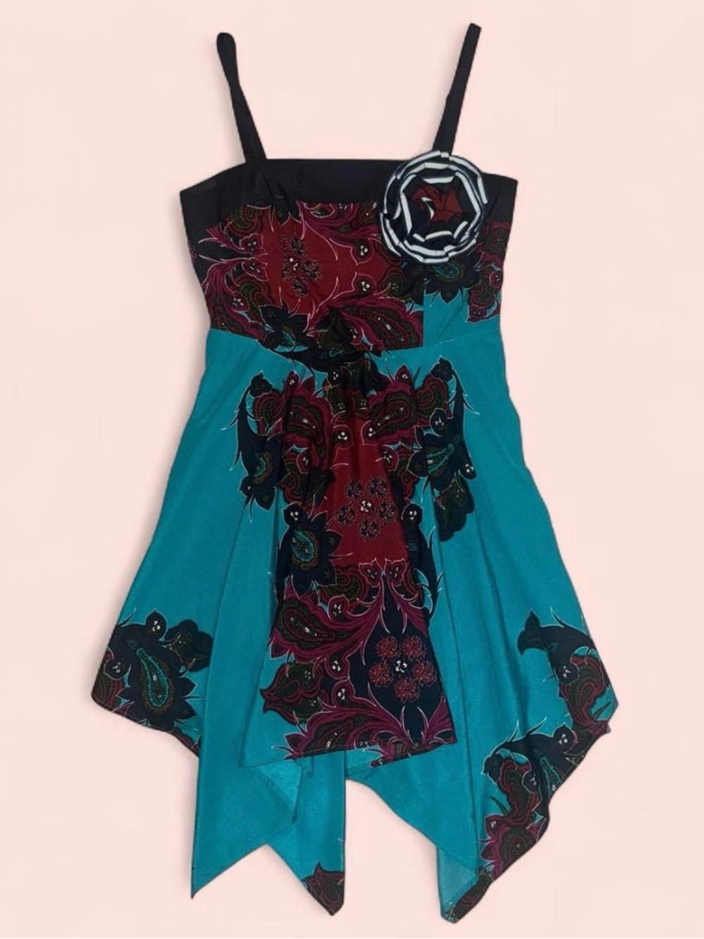 Y2K Twelve by Twelve Paisley Handkerchief Hem Dress